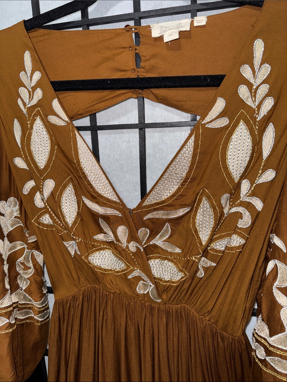 Let Me Be Embroidered Open-Back Maxi Dress Anthropologie XS - Picture 7 of 14
